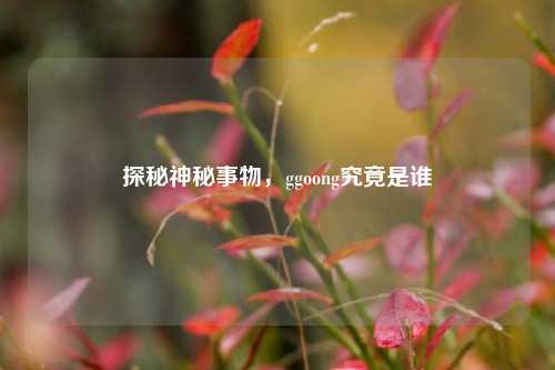 探秘神秘事物，ggoong究竟是谁
