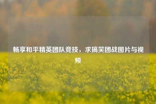 畅享和平精英团队竞技，求搞笑团战图片与视频