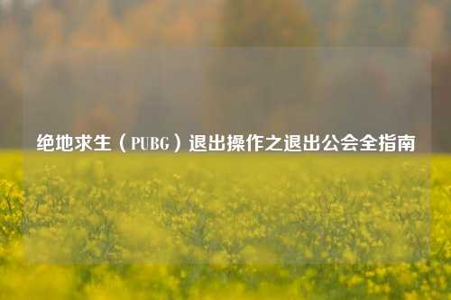 绝地求生(PUBG)退出操作之退出公会全指南