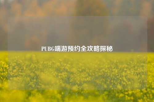 PUBG端游预约全攻略探秘