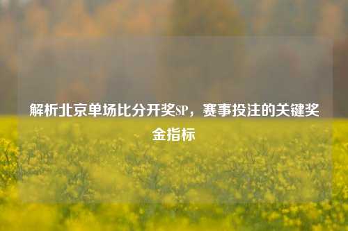 解析北京单场比分开奖SP，赛事投注的关键奖金指标