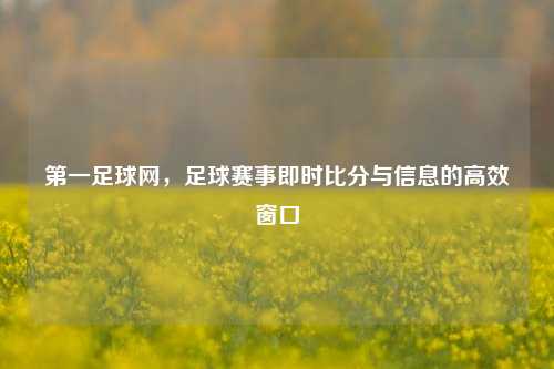 第一足球网，足球赛事即时比分与信息的高效窗口