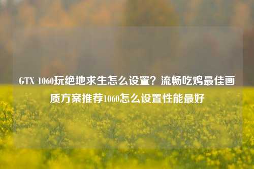 GTX 1060玩绝地求生怎么设置？流畅吃鸡最佳画质方案推荐1060怎么设置性能最好