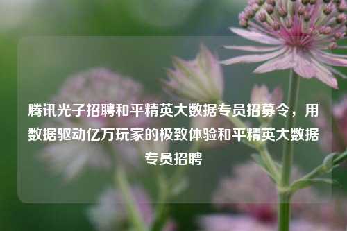 腾讯光子招聘和平精英大数据专员招募令,用数据驱动亿万玩家的极致体验和平精英大数据专员招聘