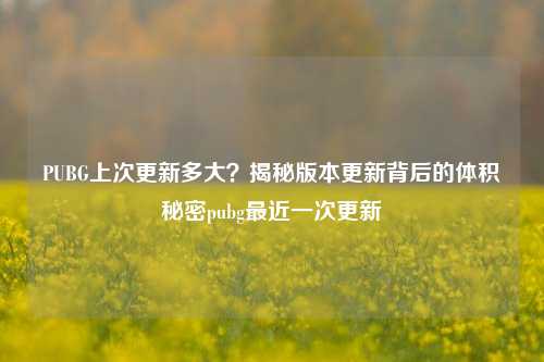PUBG上次更新多大？揭秘版本更新背后的体积秘密pubg最近一次更新
