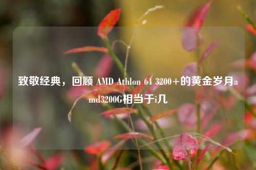 致敬经典，回顾 AMD Athlon 64 3200+的黄金岁月amd3200G相当于i几