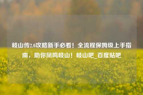 岐山传2.0攻略新手必看！全流程保姆级上手指南，助你凤鸣岐山！岐山吧_百度贴吧