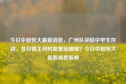 今日中超恒大最新消息，广州队深陷中甲生存战，昔日霸主何时能重返巅峰？今日中超恒大最新消息新闻