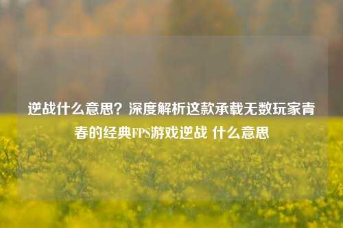 逆战什么意思？深度解析这款承载无数玩家青春的经典FPS游戏逆战 什么意思