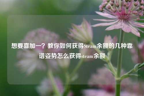 想要喜加一？教你如何获得Steam余额的几种靠谱姿势怎么获得steam余额