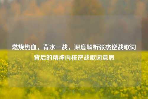 燃烧热血，背水一战，深度解析张杰逆战歌词背后的精神内核逆战歌词意思
