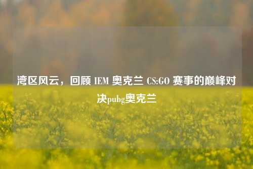 湾区风云，回顾 IEM 奥克兰 CS:GO 赛事的巅峰对决pubg奥克兰