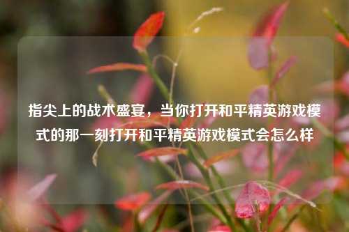 指尖上的战术盛宴，当你打开和平精英游戏模式的那一刻打开和平精英游戏模式会怎么样