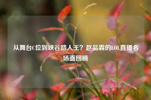从舞台C位到峡谷路人王？赵品霖的LOL直播名场面回顾