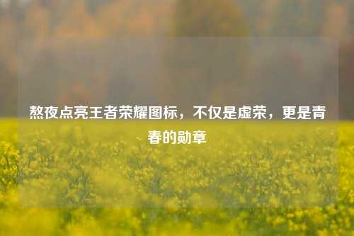 熬夜点亮王者荣耀图标，不仅是虚荣，更是青春的勋章