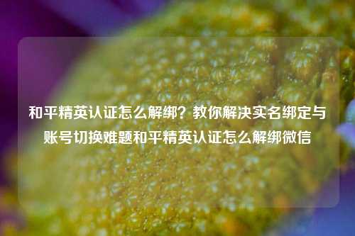 和平精英认证怎么解绑？教你解决实名绑定与账号切换难题和平精英认证怎么解绑微信