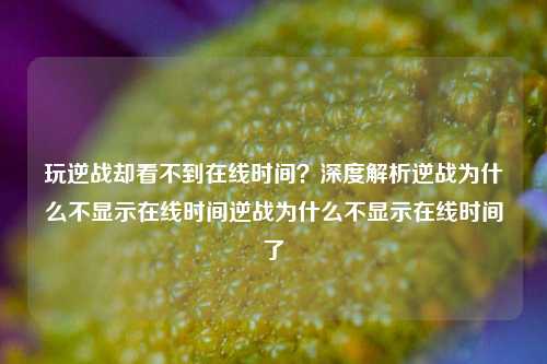 玩逆战却看不到在线时间？深度解析逆战为什么不显示在线时间逆战为什么不显示在线时间了