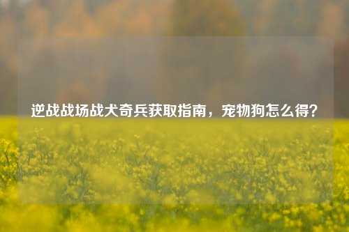 逆战战场战犬奇兵获取指南，宠物狗怎么得？