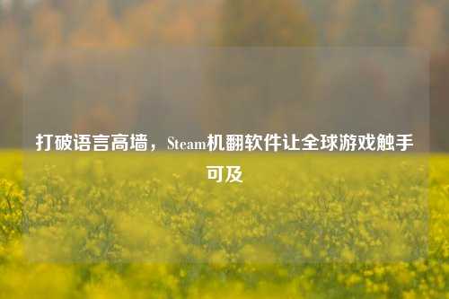 打破语言高墙,Steam机翻软件让全球游戏触手可及