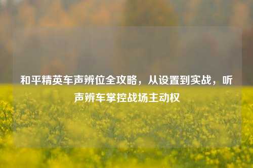 和平精英车声辨位全攻略，从设置到实战，听声辨车掌控战场主动权