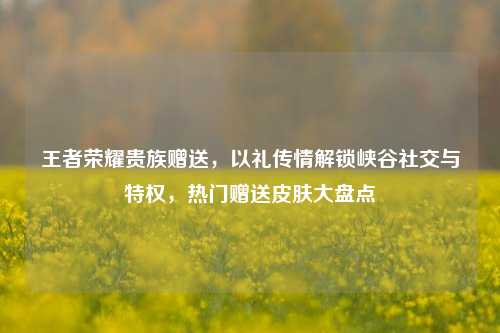 王者荣耀贵族赠送，以礼传情解锁峡谷社交与特权，热门赠送皮肤大盘点