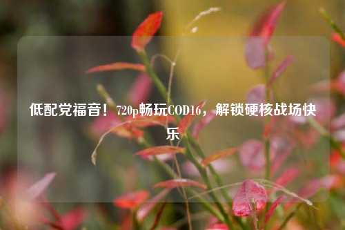 低配党福音！720p畅玩COD16，解锁硬核战场快乐