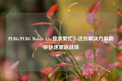 PUBG/PUBG Mobile Lite登录繁忙？这份解决方案助你快速重返战场