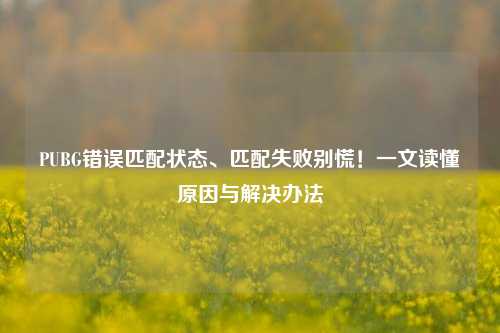 PUBG错误匹配状态、匹配失败别慌！一文读懂原因与解决办法