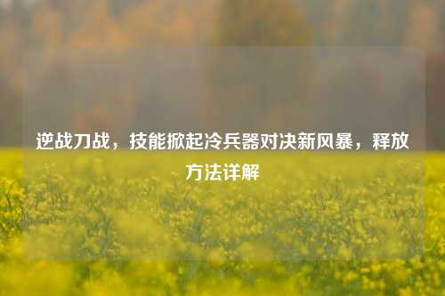 逆战刀战,技能掀起冷兵器对决新风暴,释放方法详解