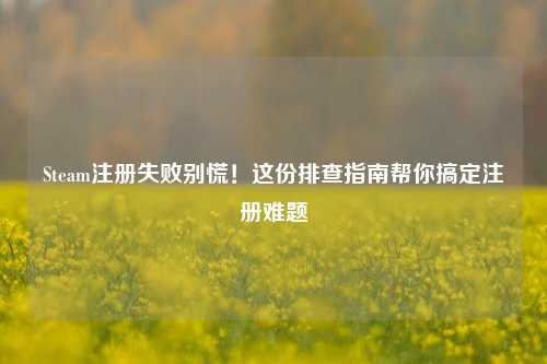 Steam注册失败别慌！这份排查指南帮你搞定注册难题