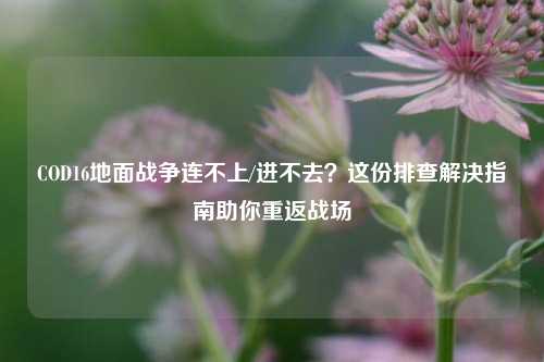 COD16地面战争连不上/进不去?这份排查解决指南助你重返战场