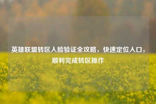 英雄联盟转区人脸验证全攻略,快速定位入口,顺利完成转区操作