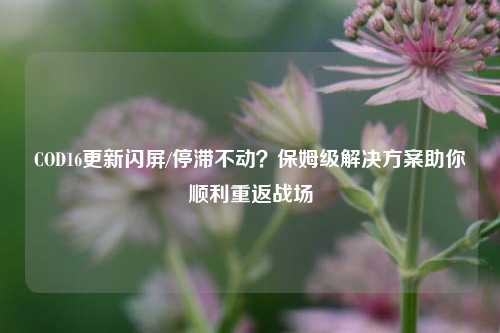 COD16更新闪屏/停滞不动？保姆级解决方案助你顺利重返战场