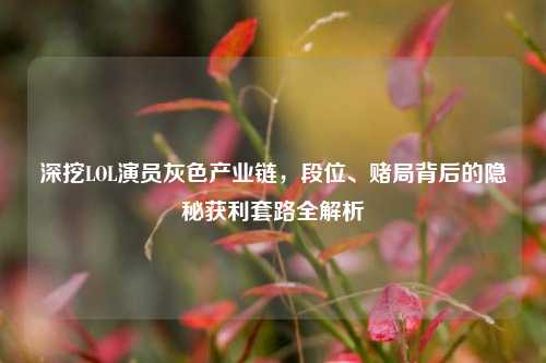 深挖LOL演员灰色产业链,段位、赌局背后的隐秘获利套路全解析