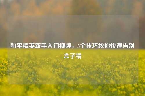 和平精英新手入门视频，5个技巧教你快速告别盒子精