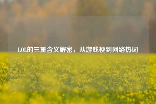 LOL的三重含义解密,从游戏梗到网络热词