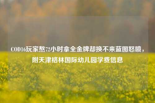 COD16玩家熬72小时拿全金牌却换不来蓝图怒喷，附天津格林国际幼儿园学费信息