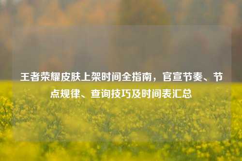 王者荣耀皮肤上架时间全指南，官宣节奏、节点规律、查询技巧及时间表汇总