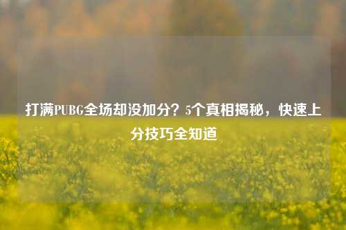 打满PUBG全场却没加分？5个真相揭秘，快速上分技巧全知道