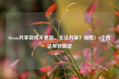 Steam共享游戏不更新、无法共享？别慌！6个方法帮你搞定