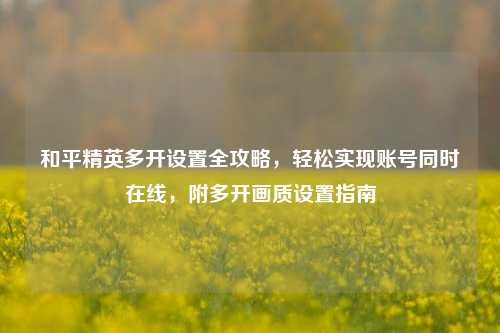和平精英多开设置全攻略，轻松实现账号同时在线，附多开画质设置指南