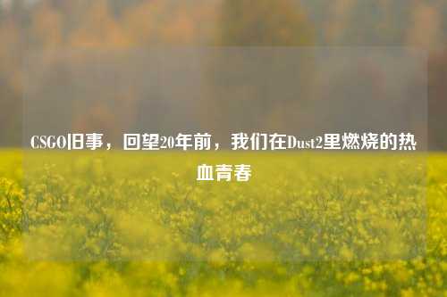 CSGO旧事，回望20年前，我们在Dust2里燃烧的热血青春