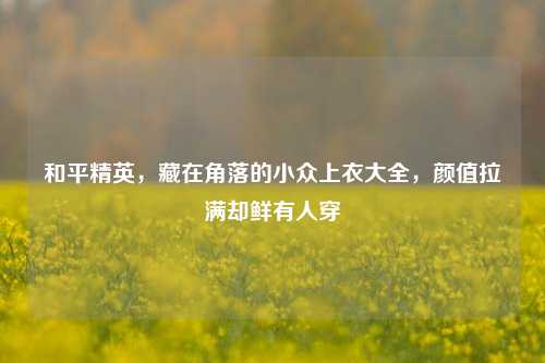 和平精英,藏在角落的小众上衣大全,颜值拉满却鲜有人穿
