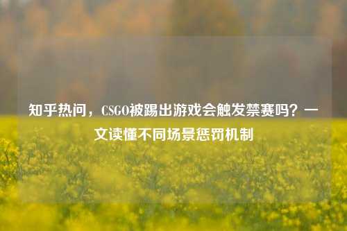 知乎热问,CSGO被踢出游戏会触发禁赛吗?一文读懂不同场景惩罚机制