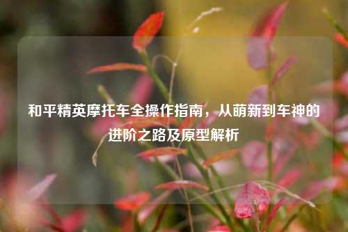 和平精英摩托车全操作指南,从萌新到车神的进阶之路及原型解析