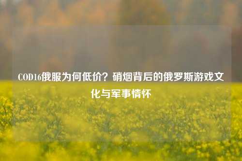 COD16俄服为何低价？硝烟背后的俄罗斯游戏文化与军事情怀