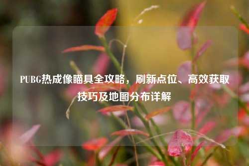 PUBG热成像瞄具全攻略，刷新点位、高效获取技巧及地图分布详解