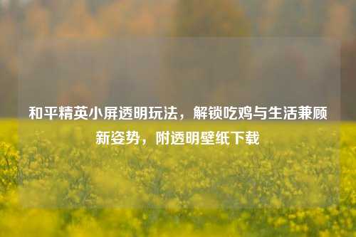 和平精英小屏透明玩法,解锁吃鸡与生活兼顾新姿势,附透明壁纸下载