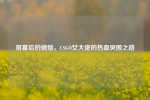 屏幕后的硝烟，CSGO女大佬的热血突围之路