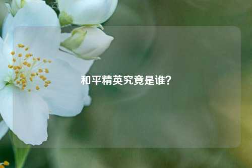 和平精英究竟是谁？